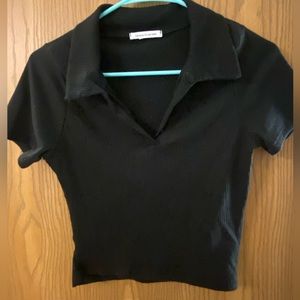 Black crop top with collar